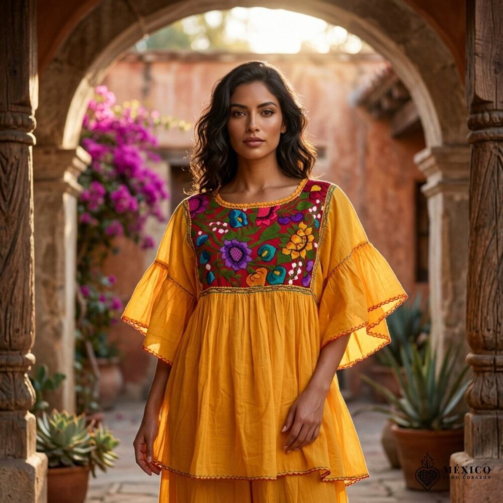 Mexican hand made  Blouse – Handmade design  peasent uni size S to XL
